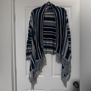 Striped Blue and Gray Women's Cardigan
